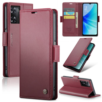 OPPO A57/A57s 4G Global Leather Wallet Case - RFID Blocking, Stand Function, Card Slots