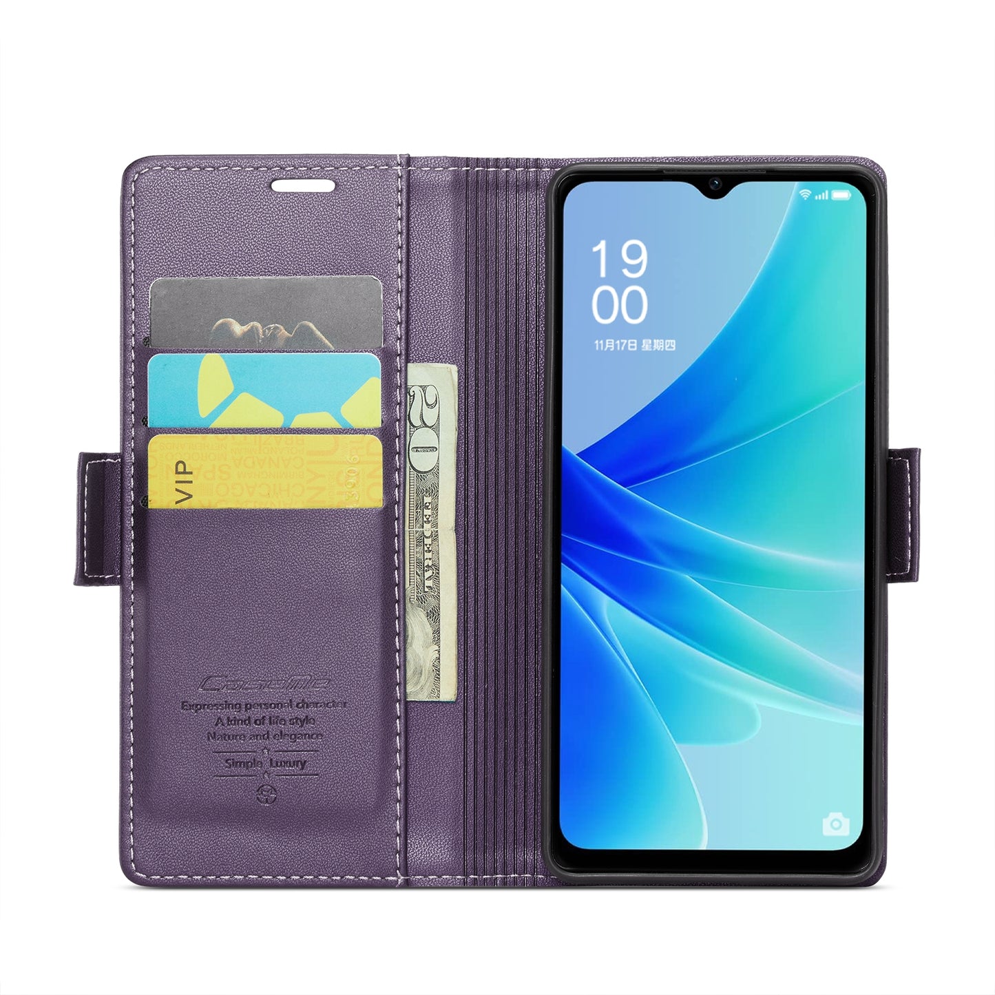 OPPO A57/A57s 4G Global Leather Wallet Case - RFID Blocking, Stand Function, Card Slots