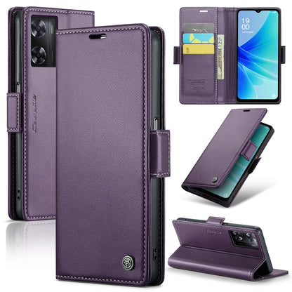 OPPO A57e 4G Leather Wallet Case - RFID Blocking, Stand Function, Card Slots