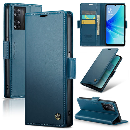 OPPO A77s Leather Wallet Case - RFID Blocking, Stand Function, Card Slots