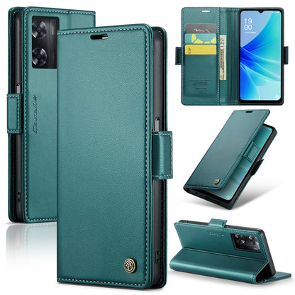 OPPO A77s Leather Wallet Case - RFID Blocking, Stand Function, Card Slots