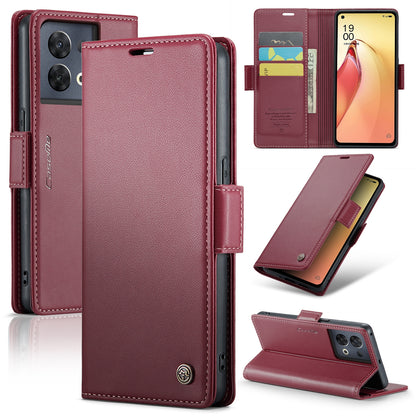 OPPO Reno8 Pro 5G Global Leather Wallet Case - RFID Blocking, Stand Function, Card Slots