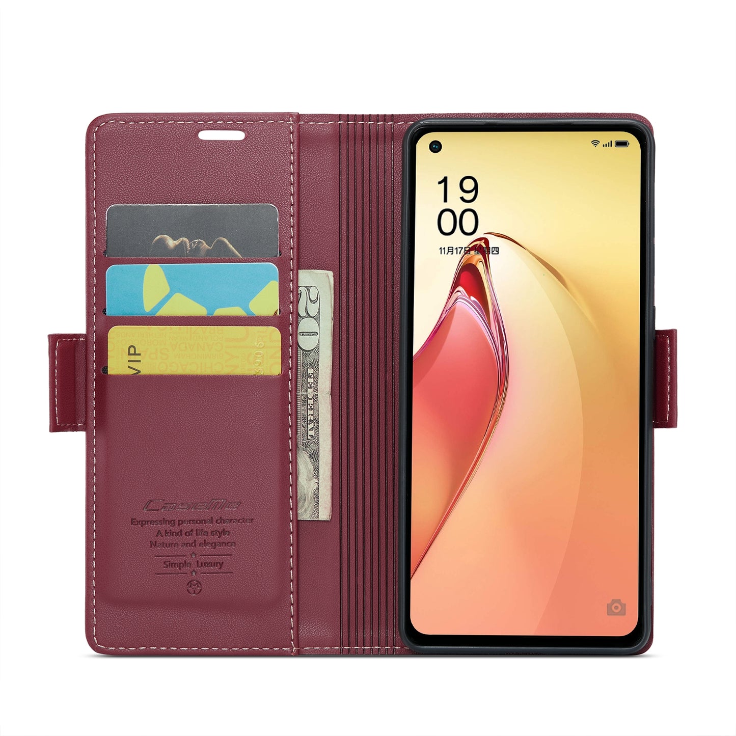 OPPO Reno8 Pro 5G Global Leather Wallet Case - RFID Blocking, Stand Function, Card Slots