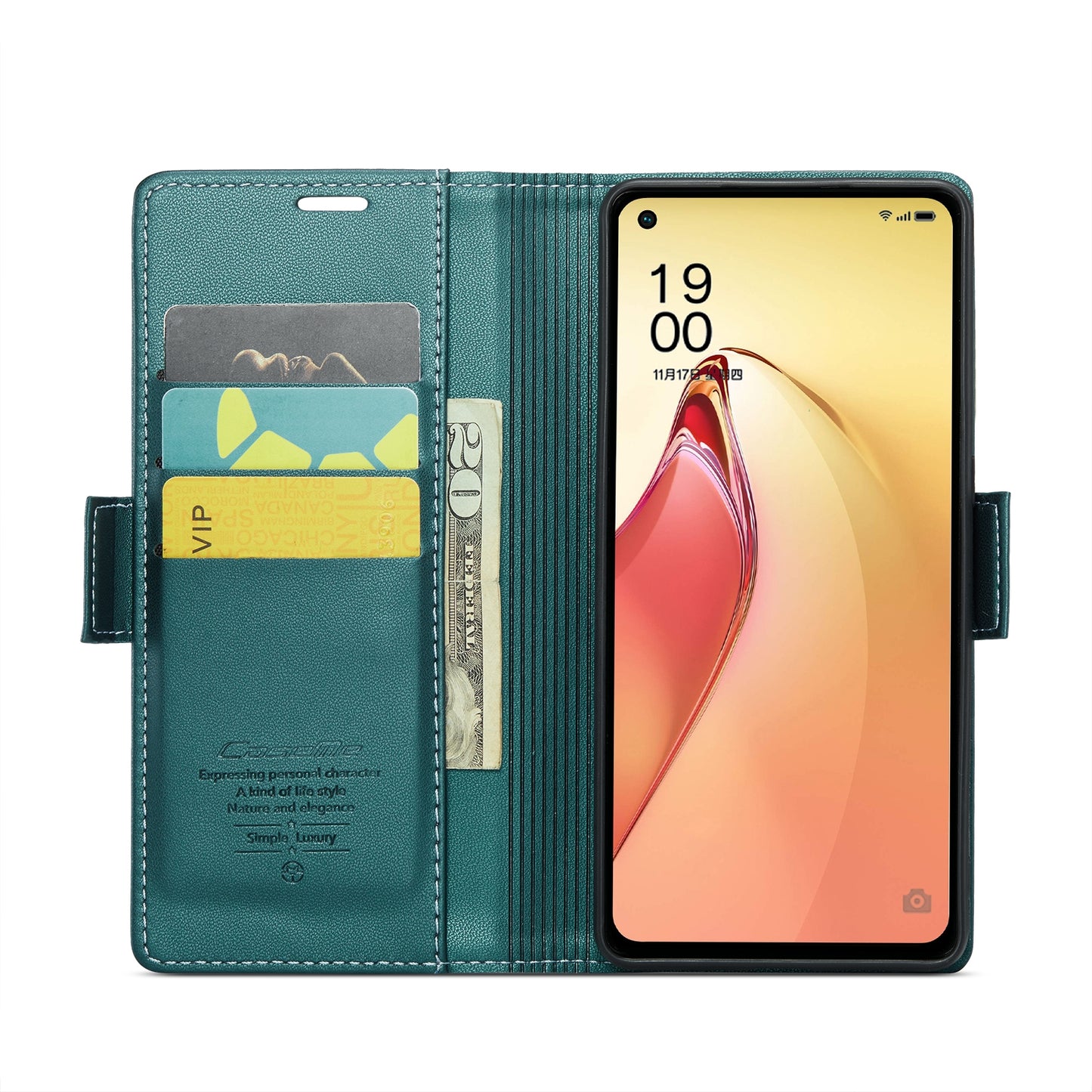 OPPO Reno8 Pro 5G Global Leather Wallet Case - RFID Blocking, Stand Function, Card Slots