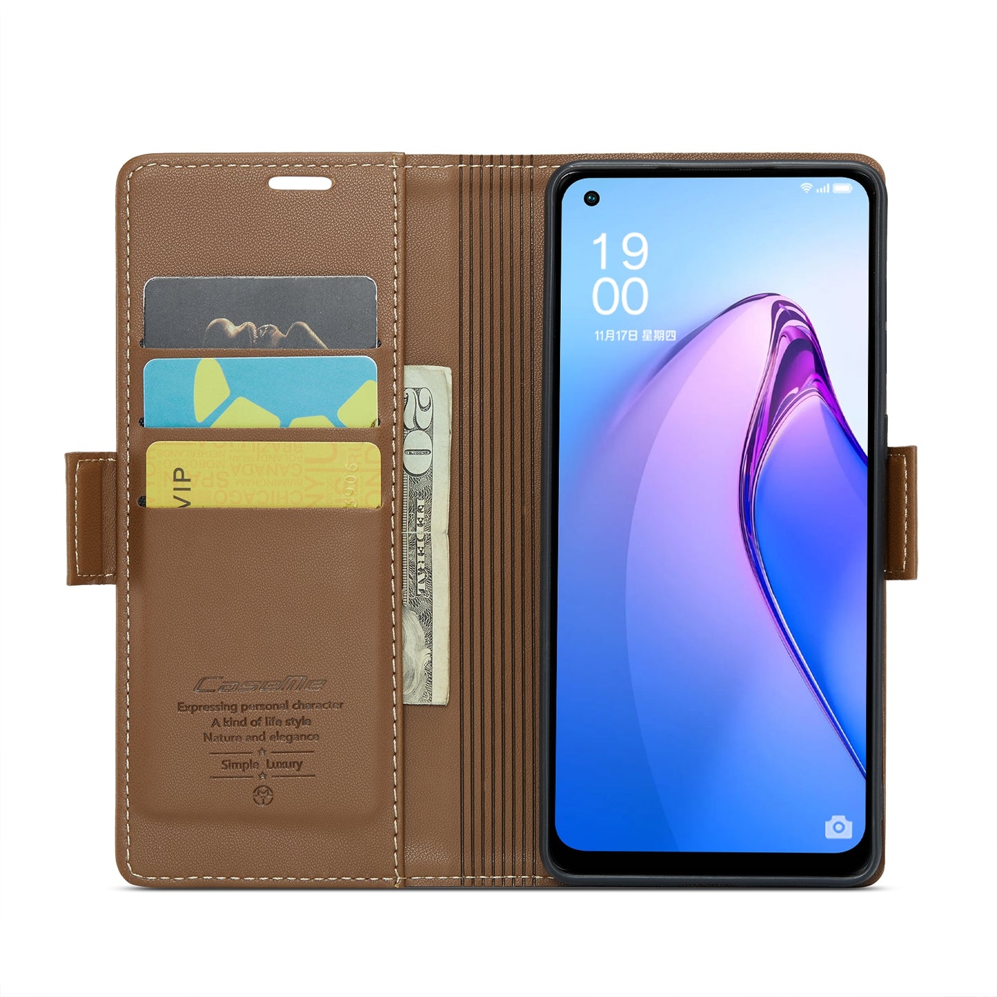 OPPO Reno7 Lite Global Leather Wallet Case - RFID Blocking, Stand Function, Card Slots