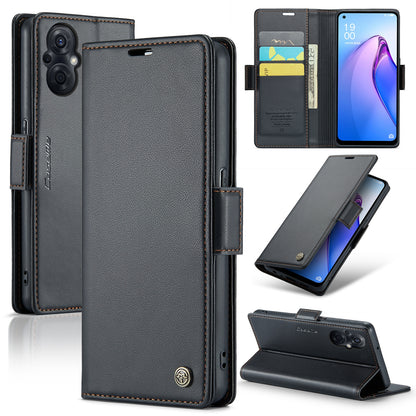 OPPO Reno8 Z Global Leather Wallet Case - RFID Blocking, Stand Function, Card Slots