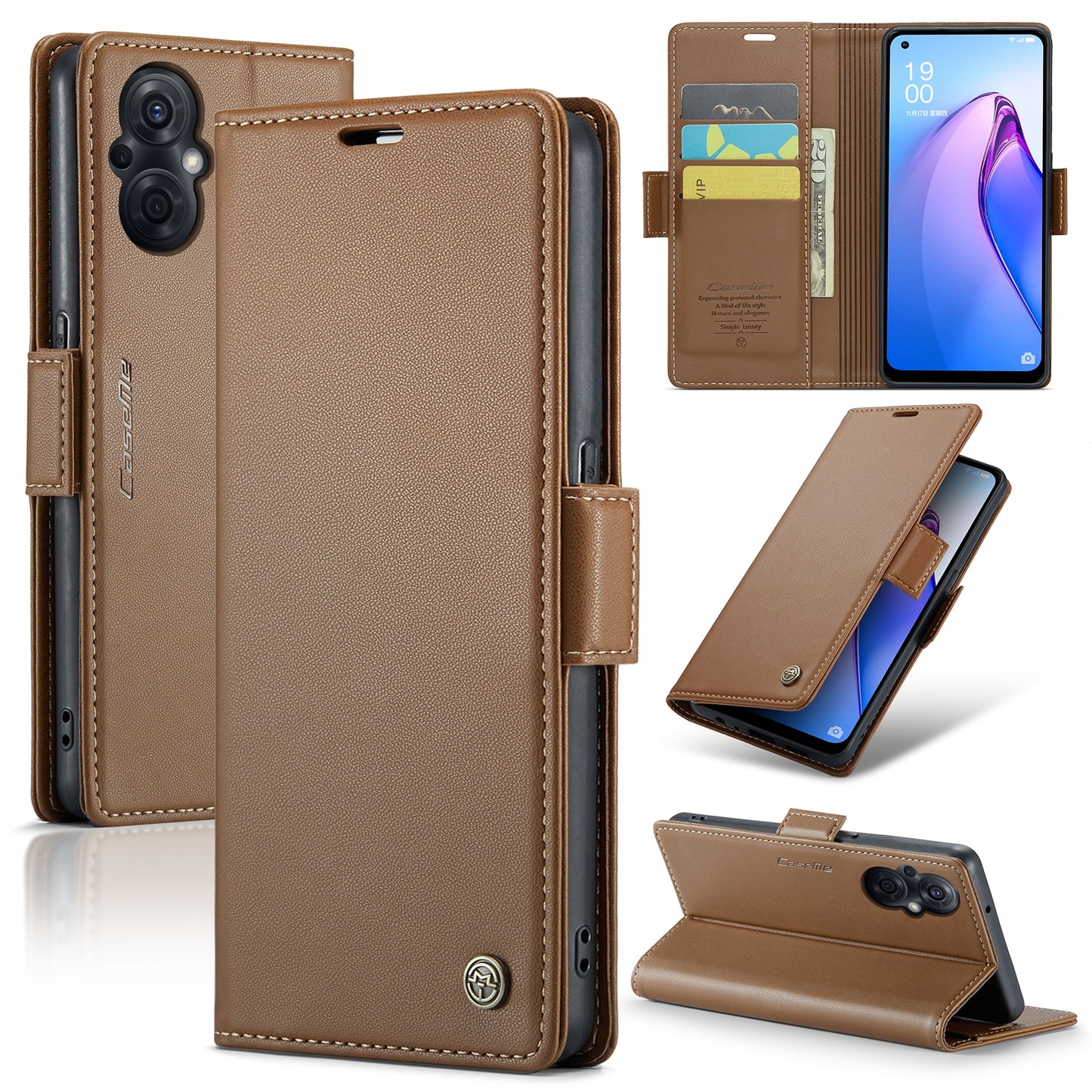 OPPO Reno8 Z Global Leather Wallet Case - RFID Blocking, Stand Function, Card Slots