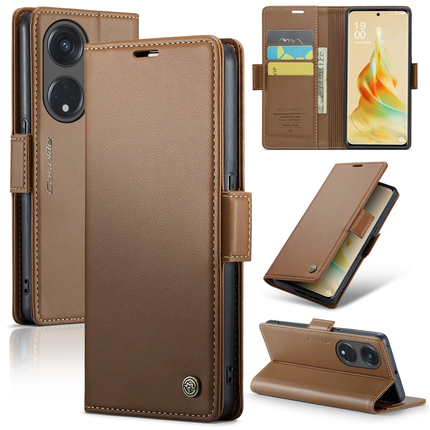 OPPO A1 Pro 5G Leather Wallet Case - RFID Blocking, Stand Function, Card Slots