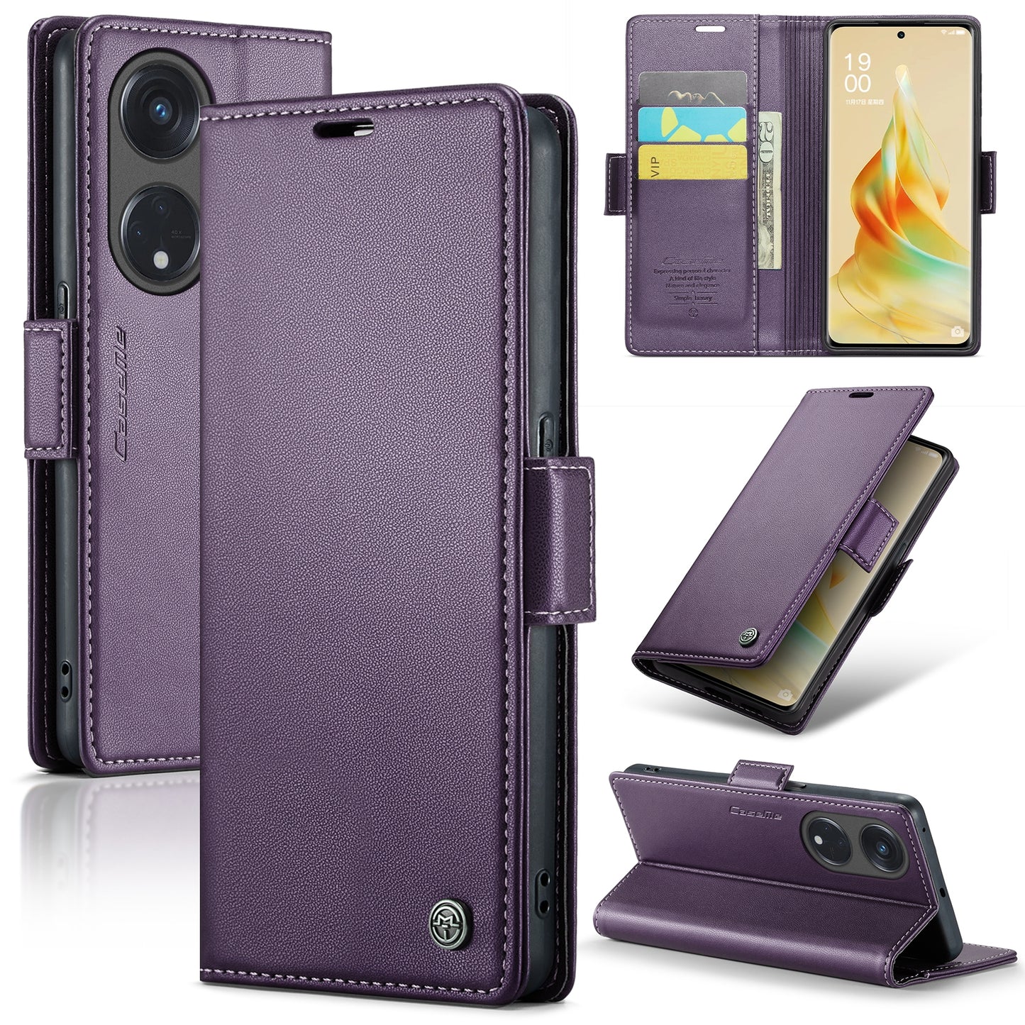 OPPO Reno8 T 5G Leather Wallet Case - RFID Blocking, Stand Function, Card Slots
