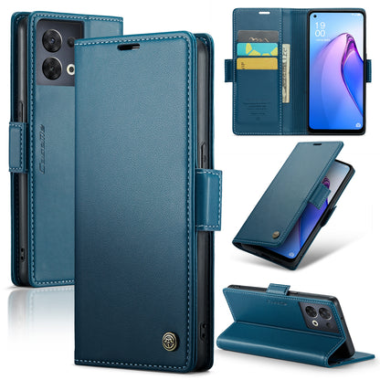 OPPO Reno8 5G Global Leather Wallet Case - RFID Blocking, Stand Function, Card Slots