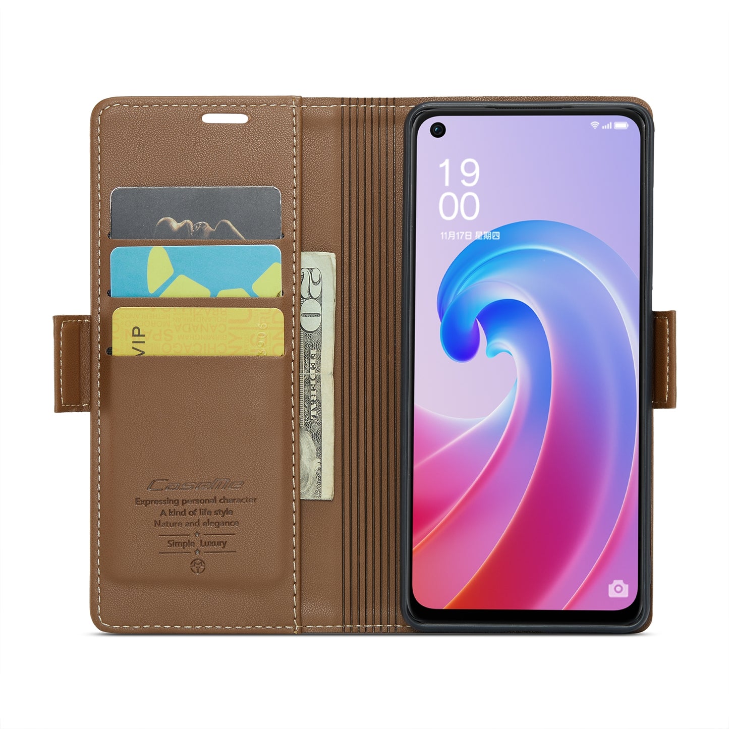 OPPO A76 4G Leather Wallet Case - RFID Blocking, Stand Function, Card Slots