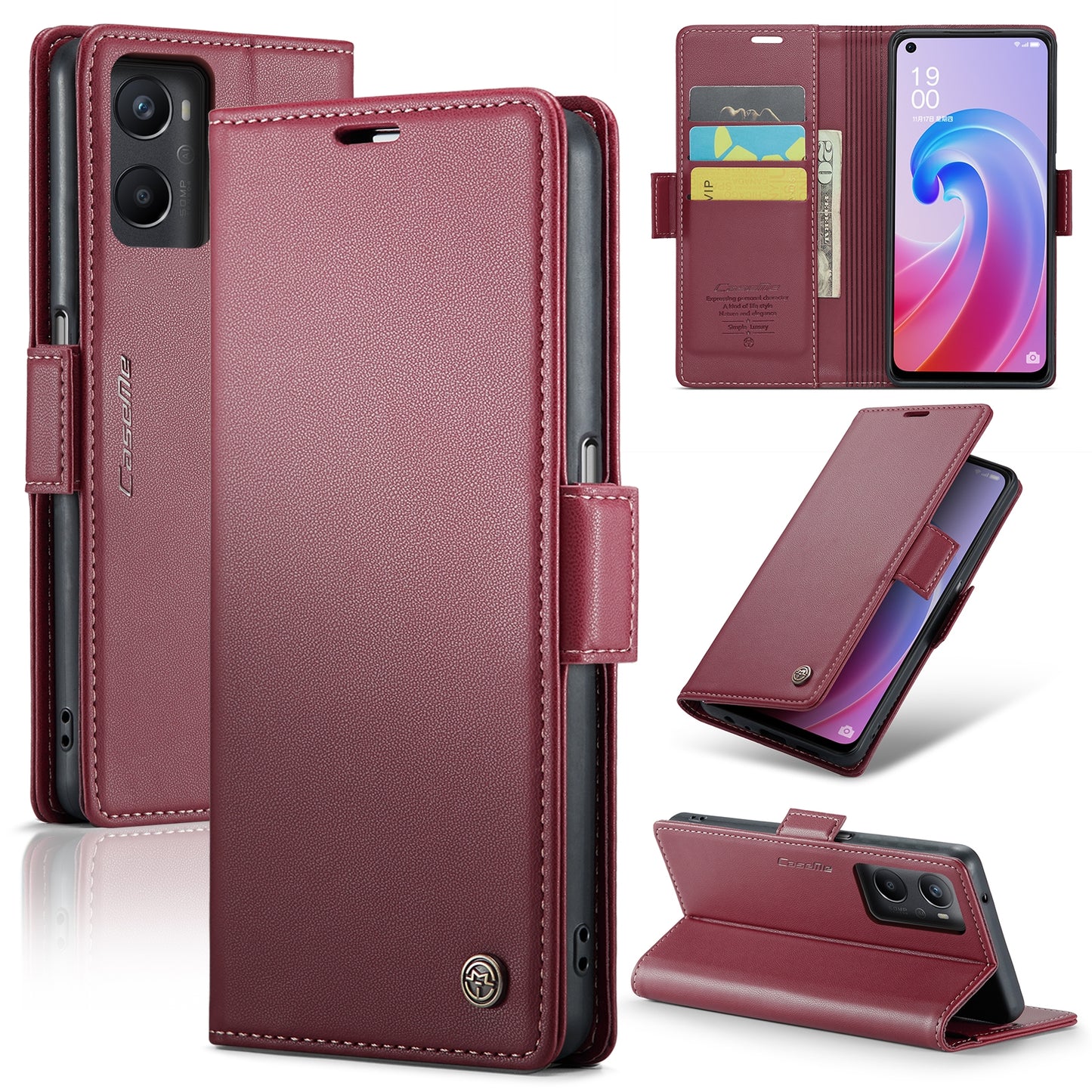 OPPO K10 4G Leather Wallet Case - RFID Blocking, Stand Function, Card Slots