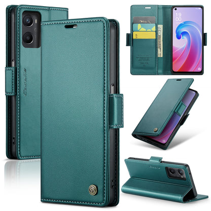 OPPO A96 4G Global Leather Wallet Case - RFID Blocking, Stand Function, Card Slots