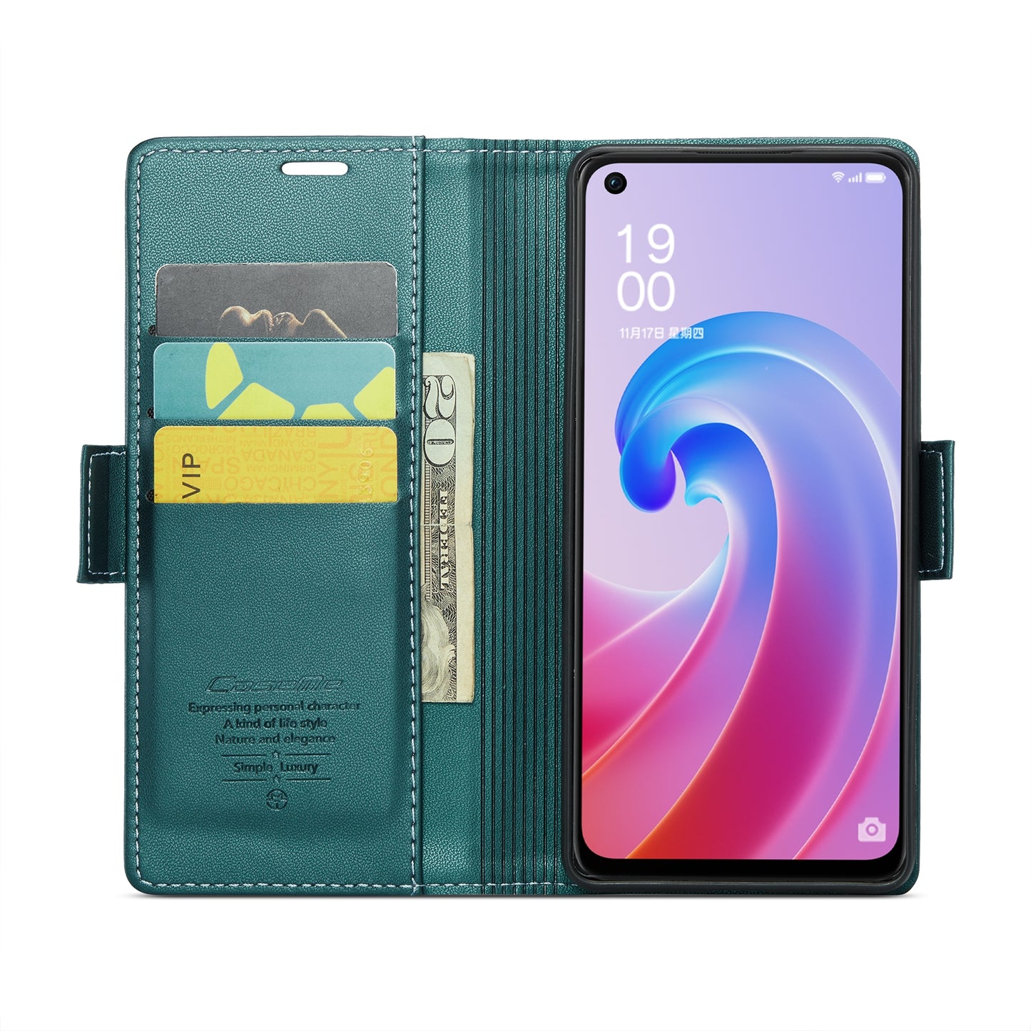 OPPO A76 4G Leather Wallet Case - RFID Blocking, Stand Function, Card Slots