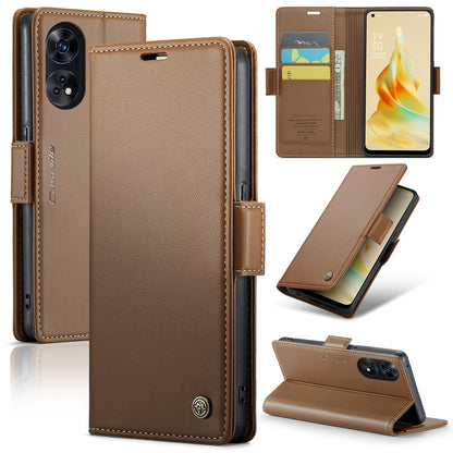 OPPO Reno8 T 4G Leather Wallet Case - RFID Blocking, Stand Function, Card Slots