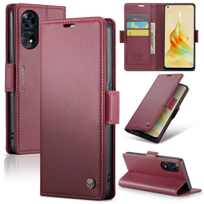 OPPO Reno8 T 4G Leather Wallet Case - RFID Blocking, Stand Function, Card Slots