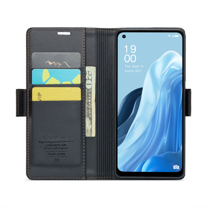 OPPO Reno7 4G Leather Wallet Case - RFID Blocking, Stand Function, Card Slots