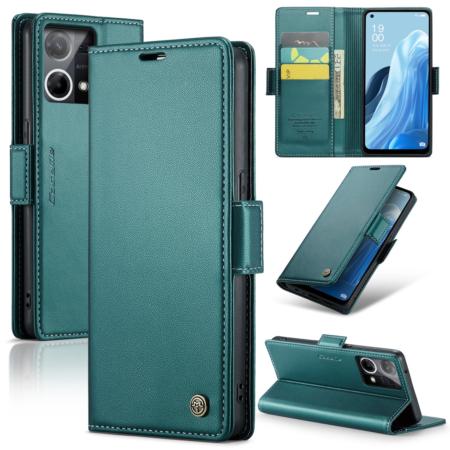 OPPO F21 Pro 4G Leather Wallet Case - RFID Blocking, Stand Function, Card Slots