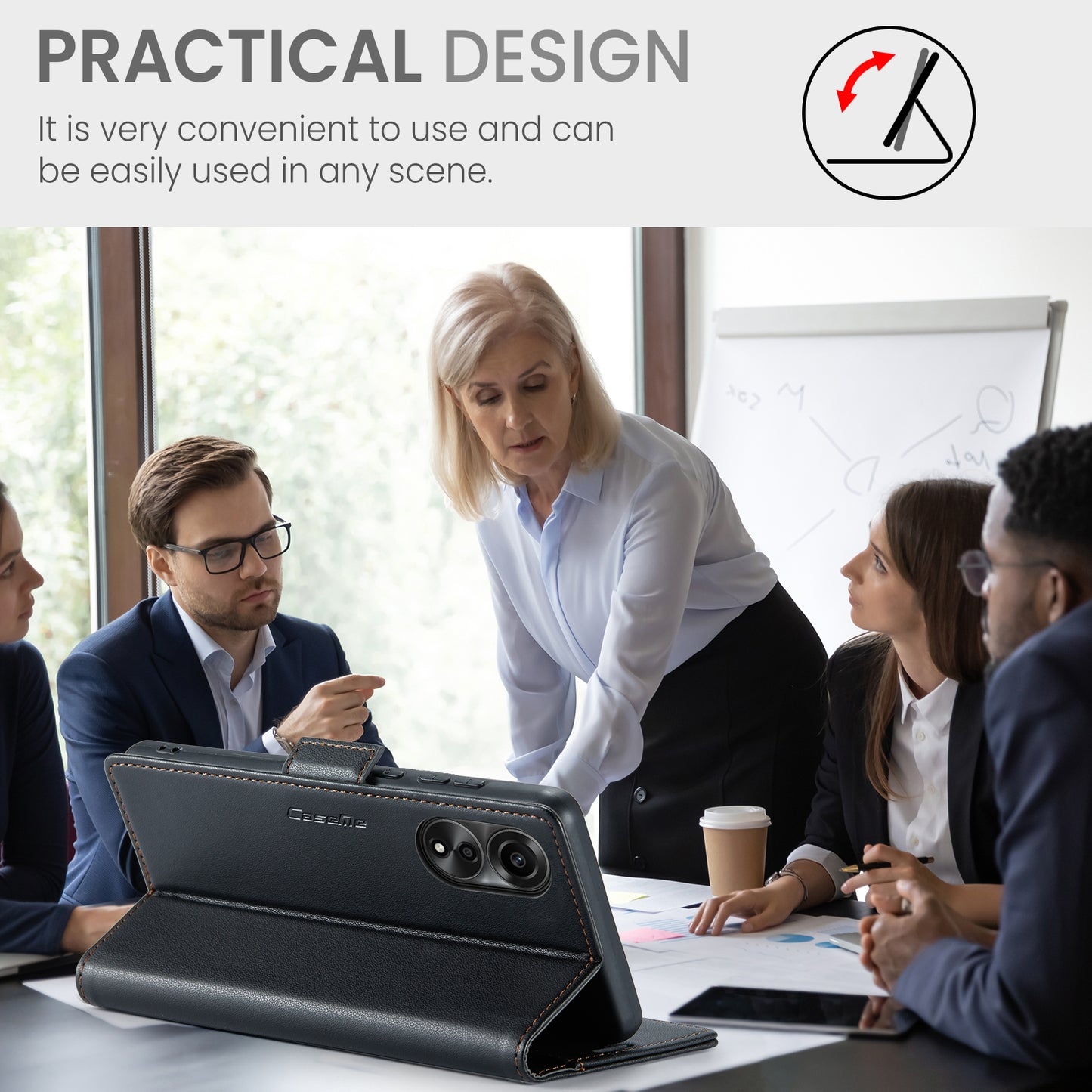 OPPO A78 4G Leather Wallet Case - RFID Blocking, Stand Function, Card Slots