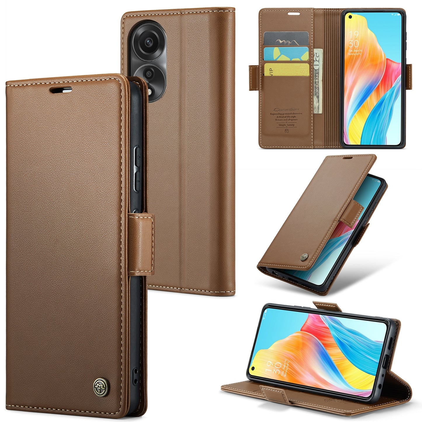 OPPO A78 4G Leather Wallet Case - RFID Blocking, Stand Function, Card Slots