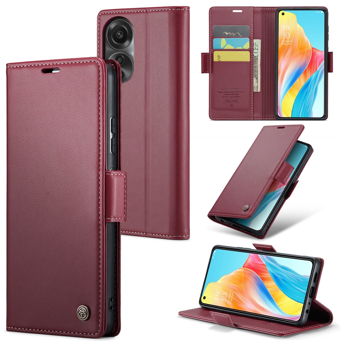 OPPO A78 4G Leather Wallet Case - RFID Blocking, Stand Function, Card Slots