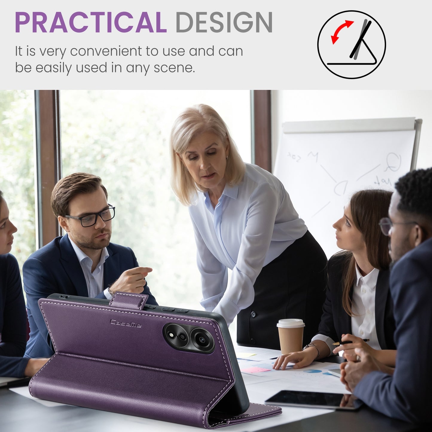 OPPO A78 4G Leather Wallet Case - RFID Blocking, Stand Function, Card Slots