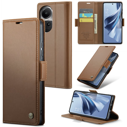 OPPO Reno10 5G Global Leather Wallet Case - RFID Blocking, Stand Function, Card Slots