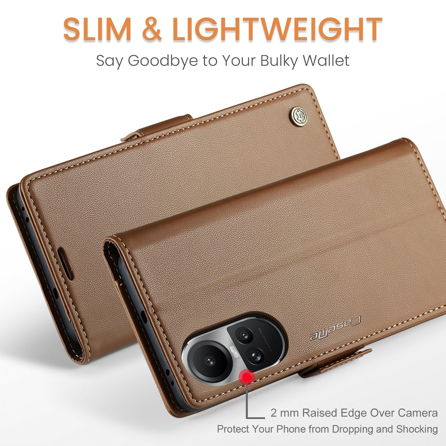 OPPO Reno10 5G Global Leather Wallet Case - RFID Blocking, Stand Function, Card Slots