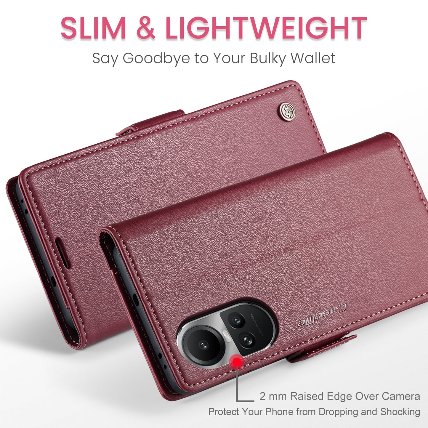 OPPO Reno10 Pro Global Leather Wallet Case - RFID Blocking, Stand Function, Card Slots