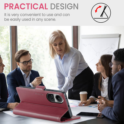 OPPO Reno10 5G Global Leather Wallet Case - RFID Blocking, Stand Function, Card Slots