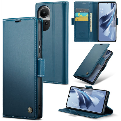 OPPO Reno10 5G Global Leather Wallet Case - RFID Blocking, Stand Function, Card Slots