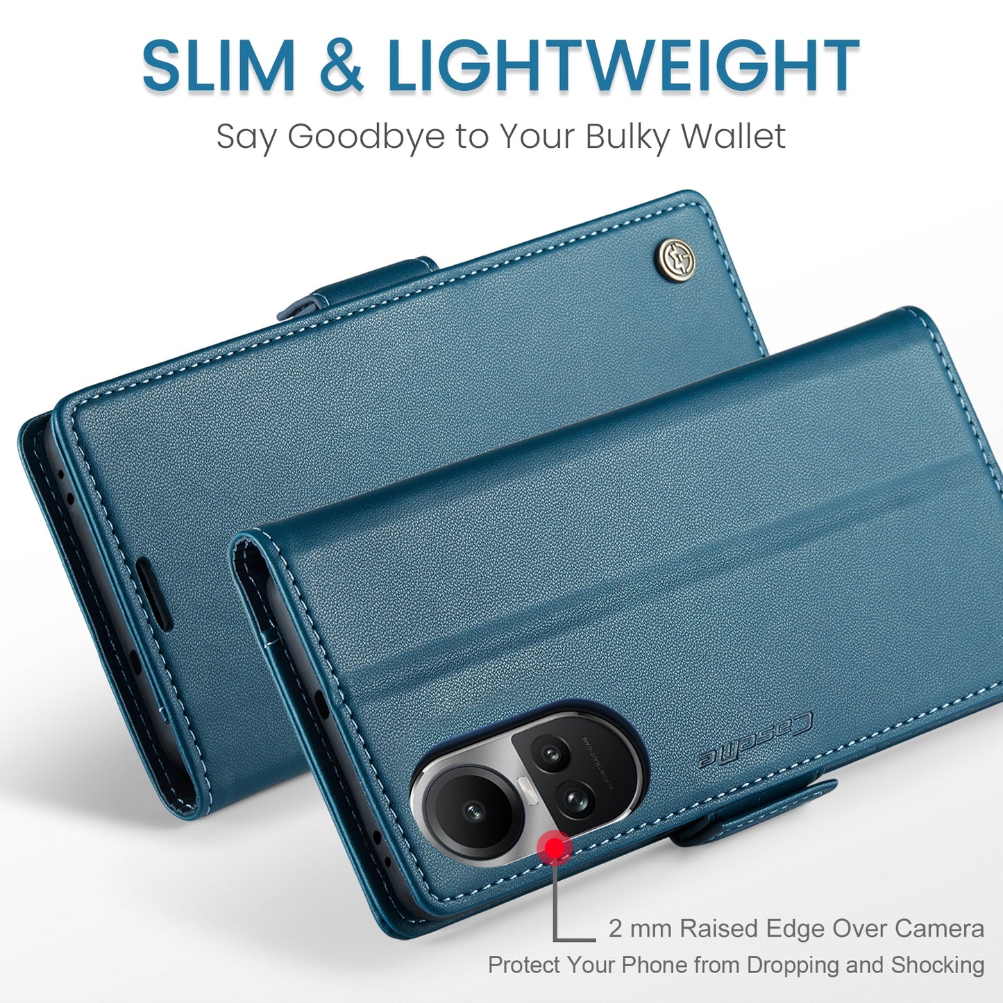 OPPO Reno10 Pro Global Leather Wallet Case - RFID Blocking, Stand Function, Card Slots