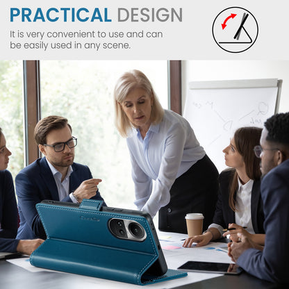 OPPO Reno10 5G Global Leather Wallet Case - RFID Blocking, Stand Function, Card Slots