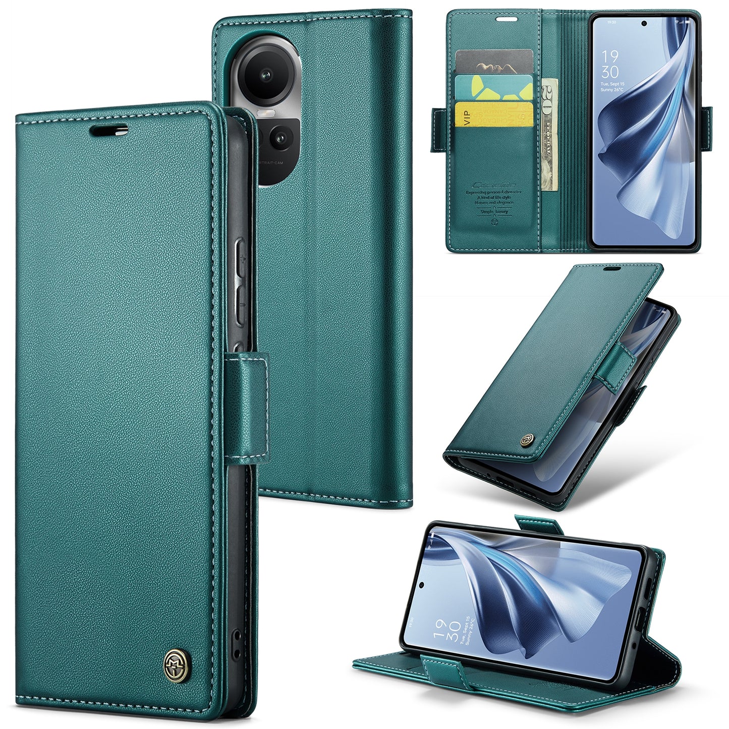 OPPO Reno10 5G Global Leather Wallet Case - RFID Blocking, Stand Function, Card Slots