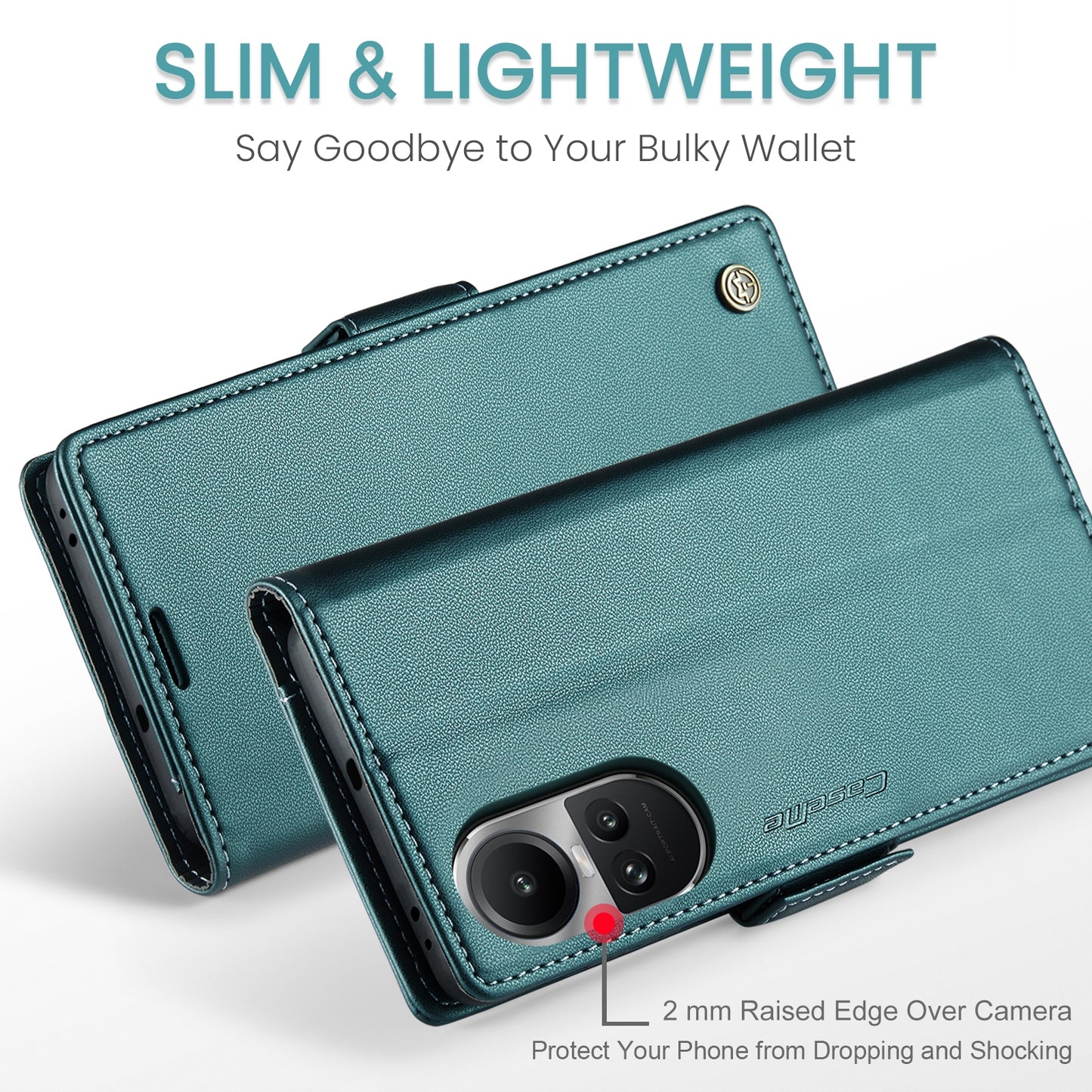 OPPO Reno10 5G Global Leather Wallet Case - RFID Blocking, Stand Function, Card Slots