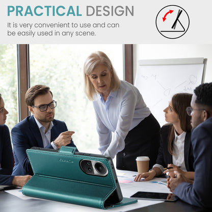 OPPO Reno10 Pro Global Leather Wallet Case - RFID Blocking, Stand Function, Card Slots