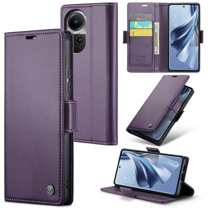 OPPO Reno10 5G Global Leather Wallet Case - RFID Blocking, Stand Function, Card Slots