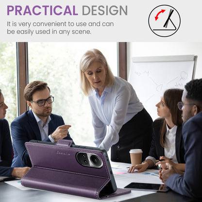 OPPO Reno10 5G Global Leather Wallet Case - RFID Blocking, Stand Function, Card Slots