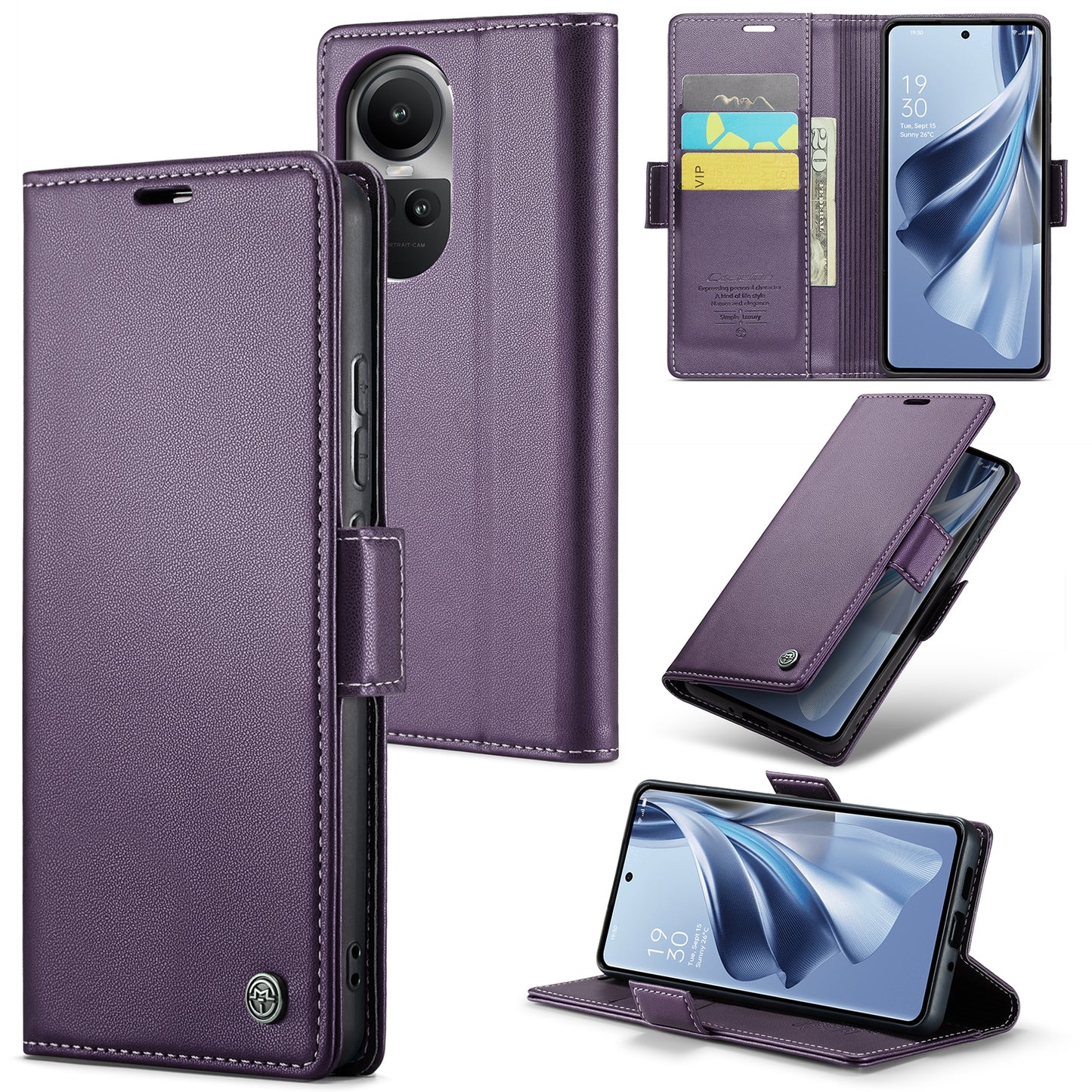 OPPO Reno10 Pro Global Leather Wallet Case - RFID Blocking, Stand Function, Card Slots