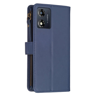 Motorola Moto E13 4G Leather Flip Wallet Phone Case with 9 Card Slots, Zipper Compartment, and Adjustable Stand