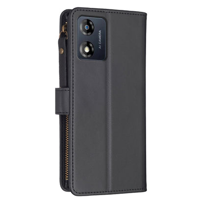 Motorola Moto E13 4G Leather Flip Wallet Phone Case with 9 Card Slots, Zipper Compartment, and Adjustable Stand