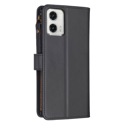 Motorola Moto G73 5G Leather Flip Wallet Phone Case with 9 Card Slots, Zipper Compartment, and Adjustable Stand