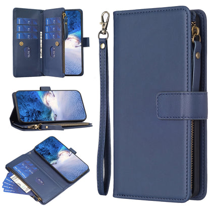 Motorola Edge 40 Leather Flip Wallet Phone Case with 9 Card Slots, Zipper Compartment, and Adjustable Stand