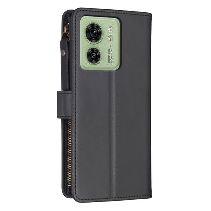 Motorola Edge 40 Leather Flip Wallet Phone Case with 9 Card Slots, Zipper Compartment, and Adjustable Stand