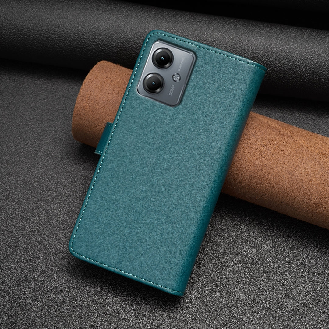 Motorola Moto G14 4G Leather Flip Wallet Phone Case with 9 Card Slots, Zipper Compartment, and Adjustable Stand