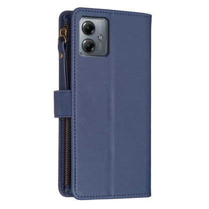 Motorola Moto G14 4G Leather Flip Wallet Phone Case with 9 Card Slots, Zipper Compartment, and Adjustable Stand