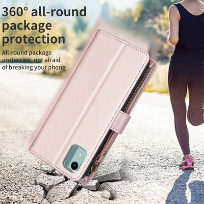 Nokia C12 Leather Flip Wallet Phone Case with 9 Card Slots, Zipper Compartment, and Adjustable Stand