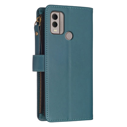 Nokia C22 Leather Flip Wallet Phone Case with 9 Card Slots, Zipper Compartment, and Adjustable Stand