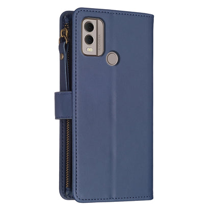 Nokia C22 Leather Flip Wallet Phone Case with 9 Card Slots, Zipper Compartment, and Adjustable Stand