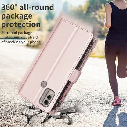 Nokia C22 Leather Flip Wallet Phone Case with 9 Card Slots, Zipper Compartment, and Adjustable Stand